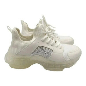 STEVE MADDEN VANCE WHITE EMBELLISHED ATHLETIC SHOES Women's Size 8.5 NWOB
